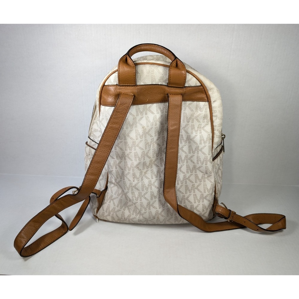 Michael Kors Backpack READ Signature Leather White Cream Beige - Picture 4 of 16